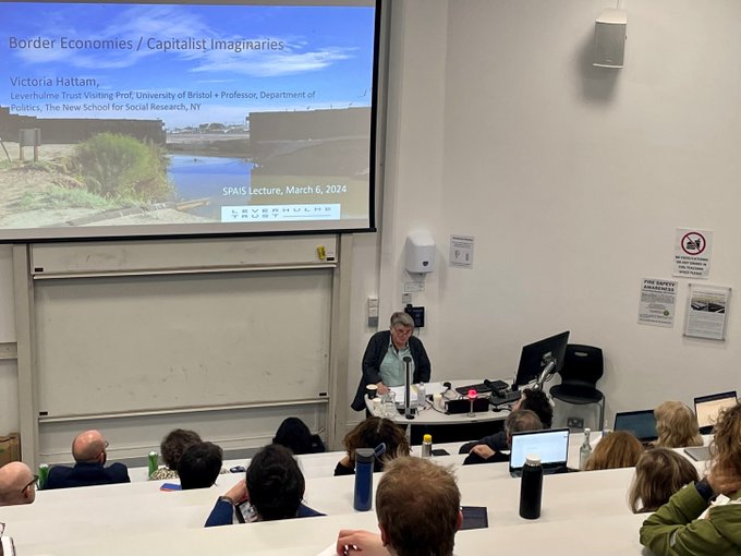 Picture of Victoria Hattam at the SPAIS/Leverhulme Lecture March 2024